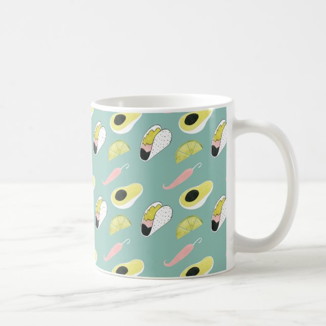 Let's Taco About Love | Taco Element Pattern Coffee Mug (Right)