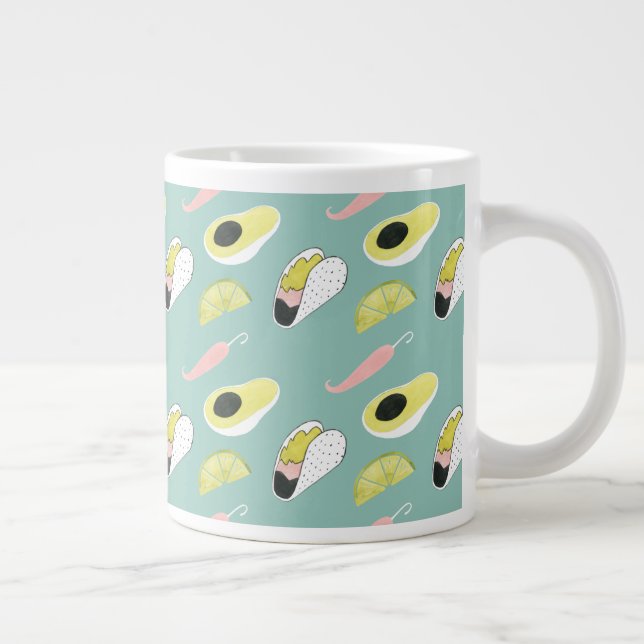 Let's Taco About Love | Taco Element Pattern Large Coffee Mug (Right)