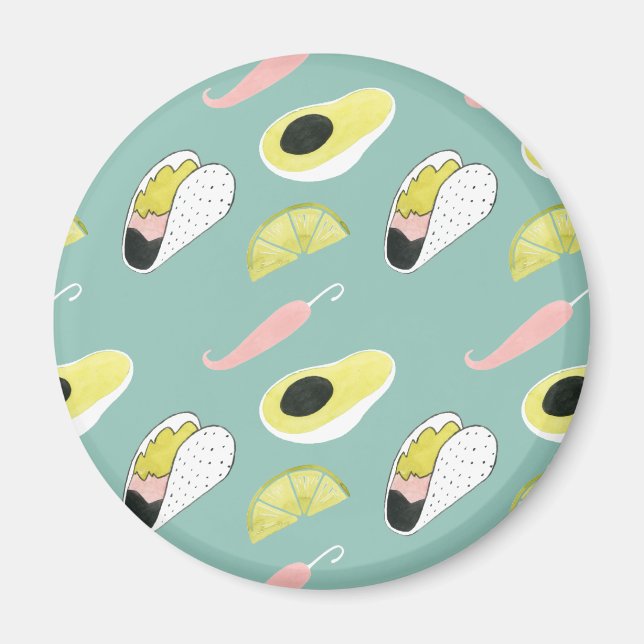 Let's Taco About Love | Taco Element Pattern Magnet (Front)