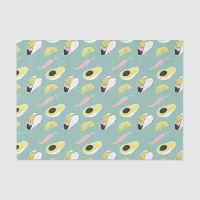 Let's Taco About Love | Taco Element Pattern Tissue Paper (Front)