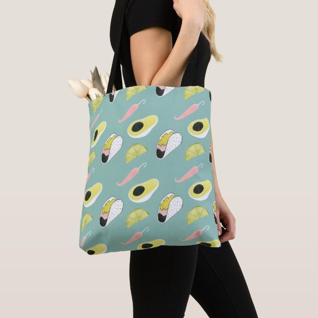 Let's Taco About Love | Taco Element Pattern Tote Bag (Close Up)