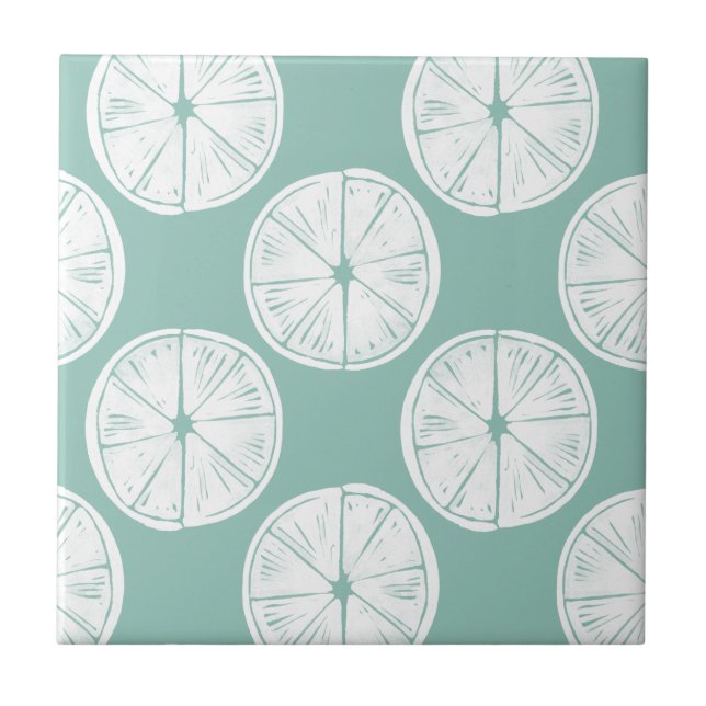 Let's Taco About Love | Teal Lime Pattern Tile (Front)
