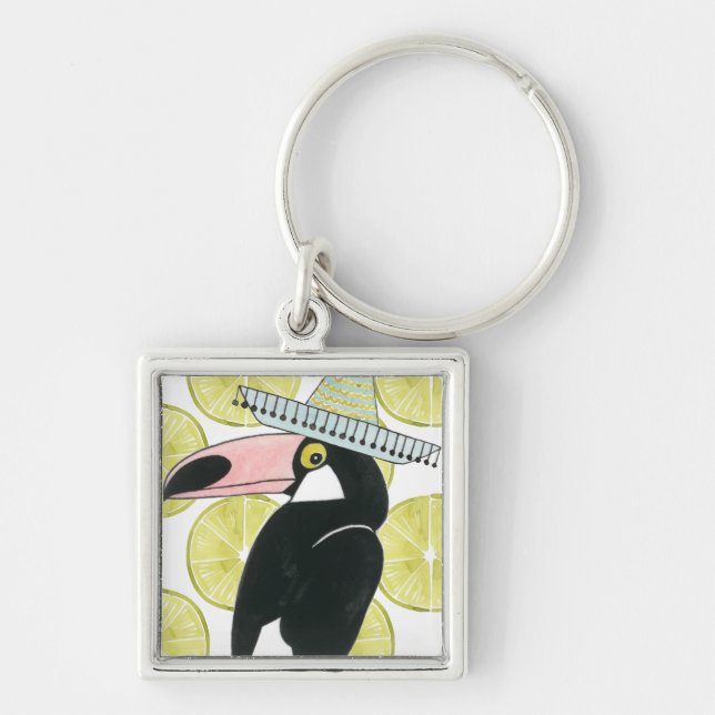 Let's Taco About Love | Toucan Sombrero Key Ring (Front)