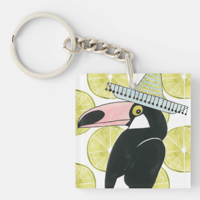 Let's Taco About Love | Toucan Sombrero Key Ring (Front)