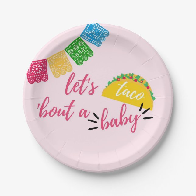 Let's Taco 'Bout a Baby Fiesta Baby Shower  Paper Plate (Front)