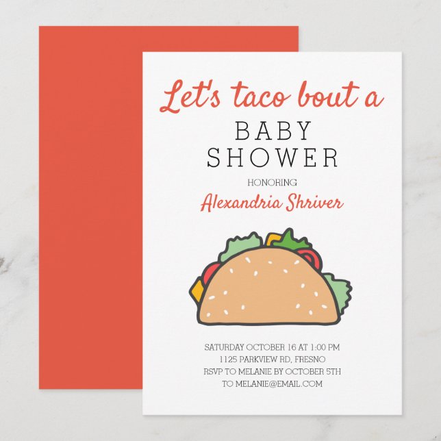 Let's Taco Bout A Baby Shower Fiesta Invitation (Front/Back)