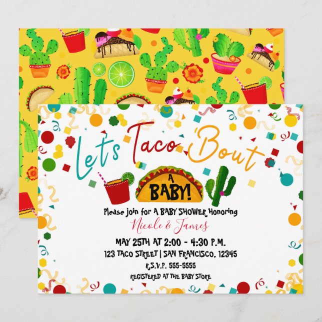 Let's Taco Bout A Baby Shower Fiesta Party Invitation (Front/Back)