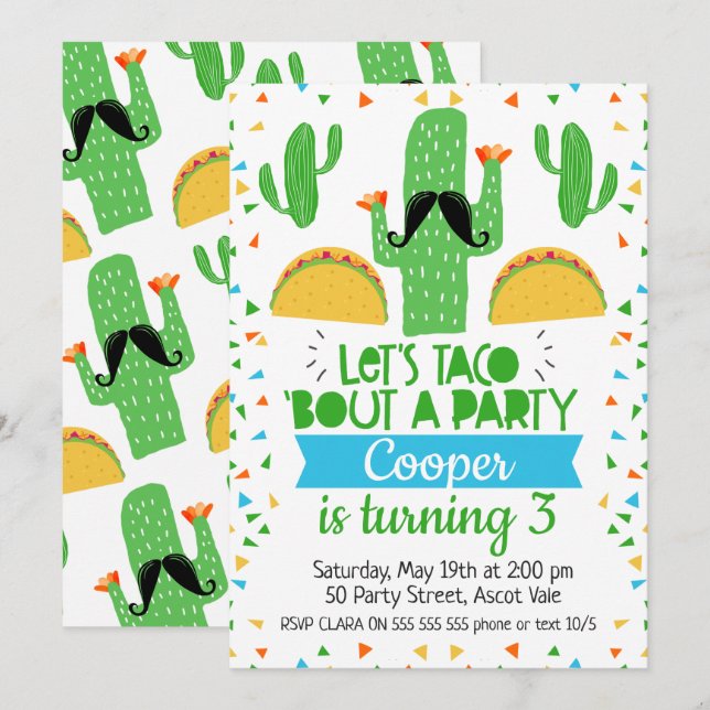Let's Taco ''bout A Party Birthday Invitation (Front/Back)