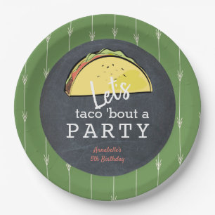 Let's Taco Bout A Party Chalkboard Fiesta Birthday Paper Plate