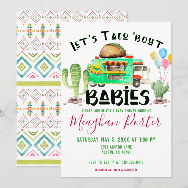 Let's Taco Bout Babies Baby Shower Invitation (Front/Back)
