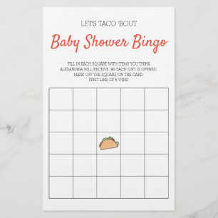Let's Taco Bout Baby Shower Bingo Game