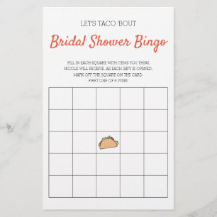 Let's Taco 'Bout Bridal Shower Bingo Game