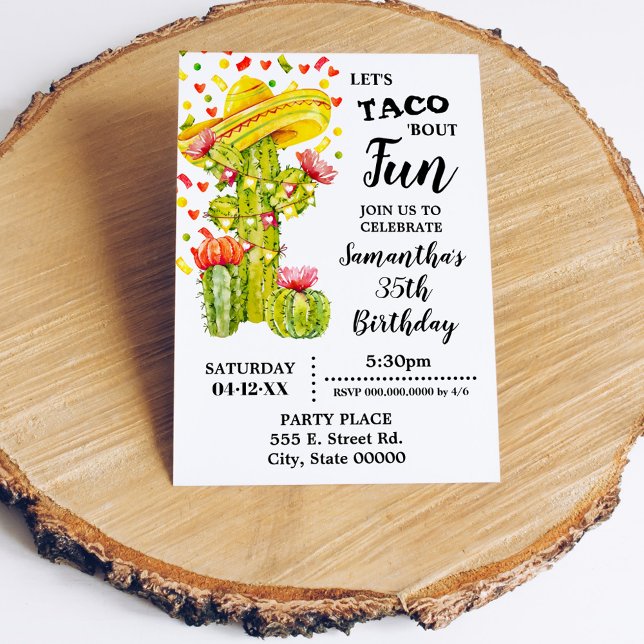 Let's Taco 'bout Fun Fiesta Birthday Invitation (Creator Uploaded)