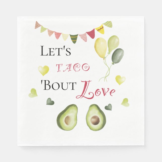 Let's Taco Bout Love Bridal Shower Avocado Fiesta Napkin (Front)