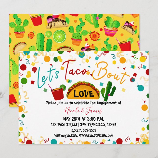 Let's Taco Bout Love Engagement Wedding Fiesta Invitation (Front/Back)