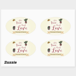 Let's Taco 'bout Love Fiesta Theme Bridal Shower Oval Sticker