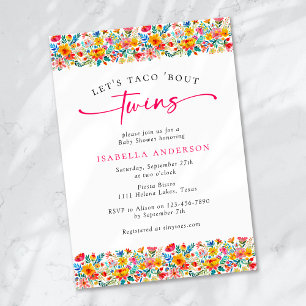 Let's Taco 'Bout Twins Floral Fiesta Baby Shower Invitation