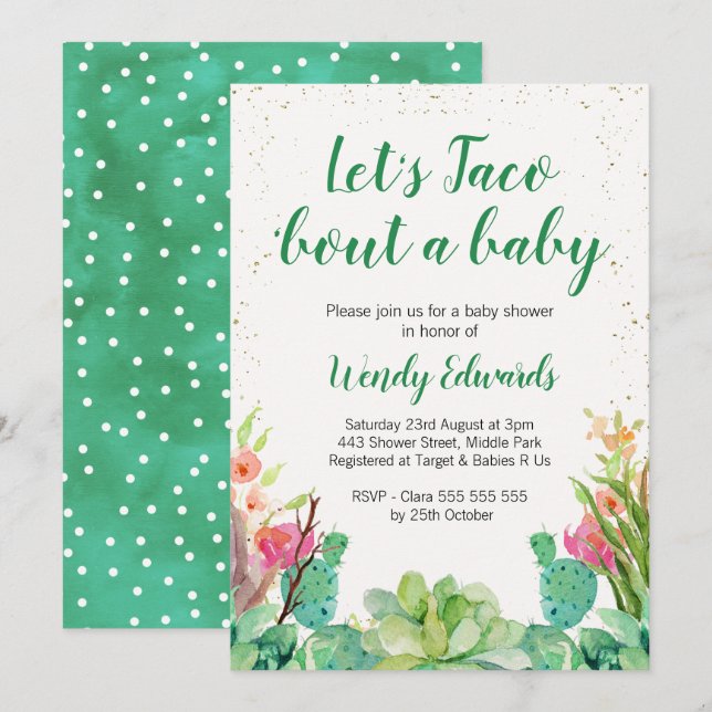Let's Taco Fiesta Themed Baby Shower Invitation (Front/Back)