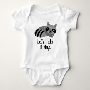 Let's Take A Nap Sleeping Racoon Baby Bodysuit