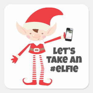 Let's Take An Elfie Square Sticker