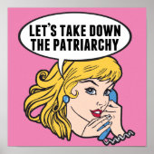 Let's Take Down the Patriarchy Feminist Pink Poster (Front)