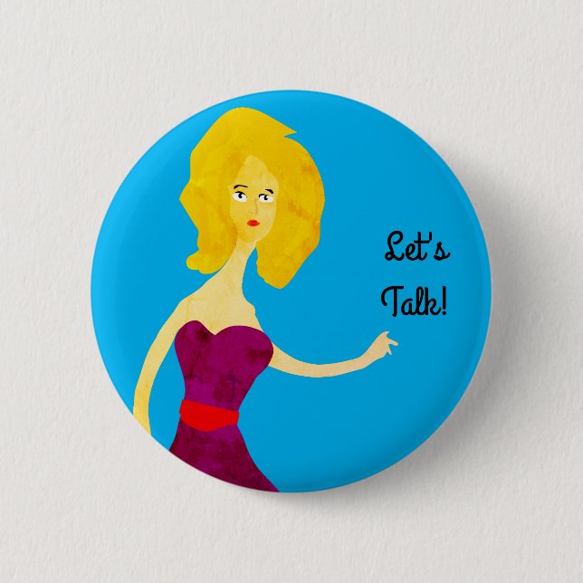 Let's Talk 6 Cm Round Badge (Front)