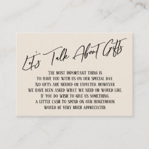 Let's Talk About Gifts Handwriting Pale Yellow Enclosure Card