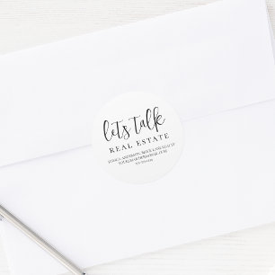 Let's Talk Real Estate Contact Info Classic Round Sticker