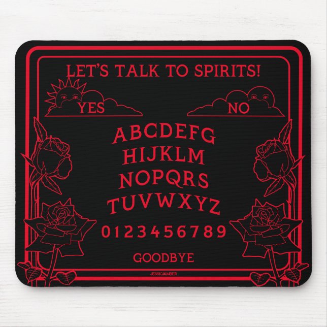 Let's Talk To Spirits Black Red Gothic Mouse Pad (Front)