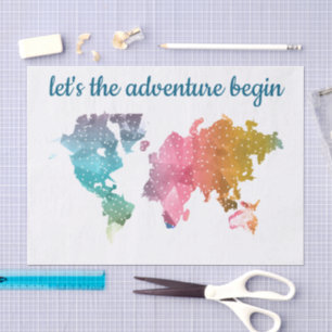 Let's The Adventure Begin Colourful Geometric Worl Tissue Paper