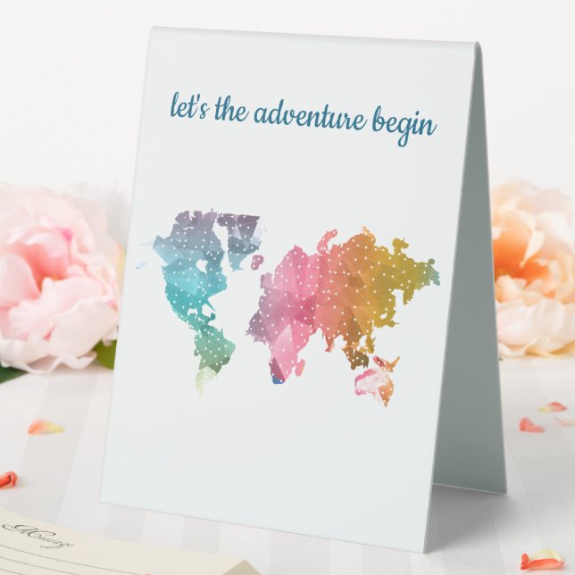 Let's The Adventure Begin Geometric World Map (In SItu (Wedding))