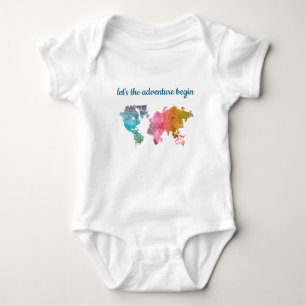 Let's The Adventure Begin Geometric World Map Baby Bodysuit
