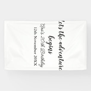 lets the adventure begins 20th birthday add name d banner