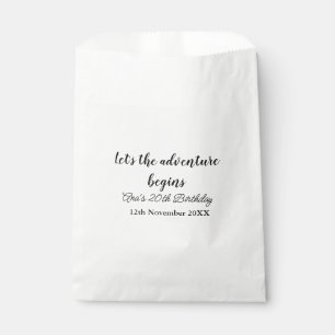 lets the adventure begins 20th birthday add name d favour bags