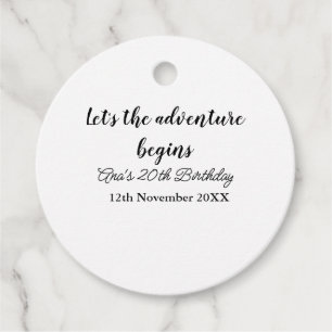 lets the adventure begins 20th birthday add name d favour tags
