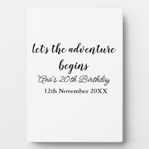 lets the adventure begins 20th birthday add name d plaque