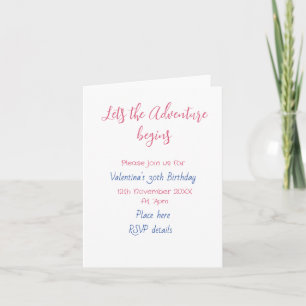 lets the adventure begins 30th birthday add name invitation