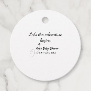lets the adventure begins baby shower add name dat favour tags
