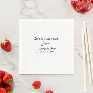 lets the adventure begins baby shower add name dat napkin