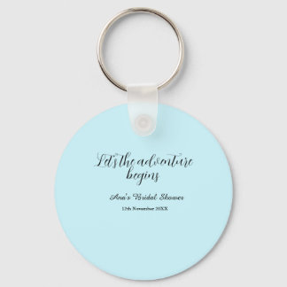 lets the adventure begins bridal shower add name d key ring