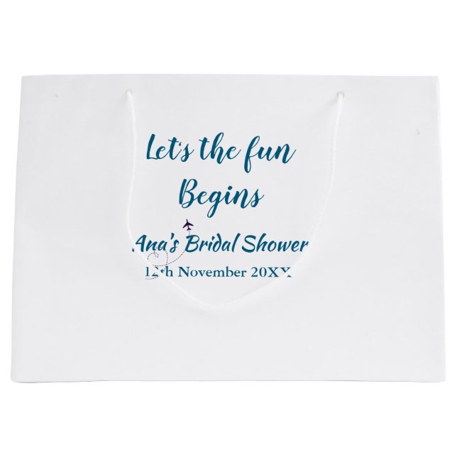 lets the adventure begins bridal shower add name d large gift bag (Front)