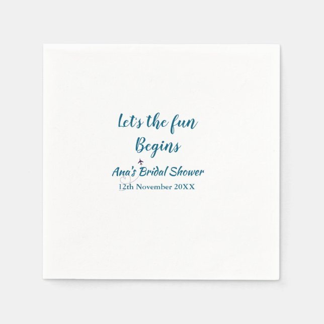 lets the adventure begins bridal shower add name d napkin (Front)