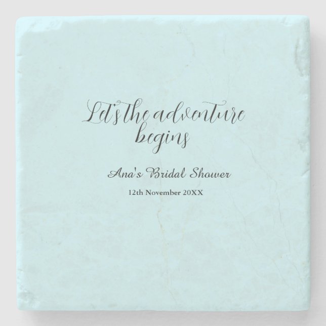 lets the adventure begins bridal shower add name d stone coaster (Front)