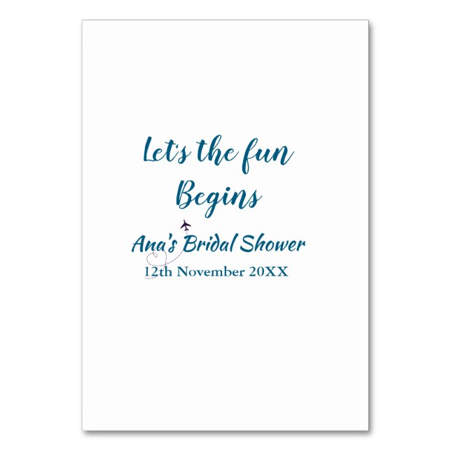 lets the adventure begins bridal shower add name d table number (Front)