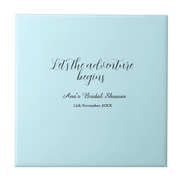 lets the adventure begins bridal shower add name d tile (Front)