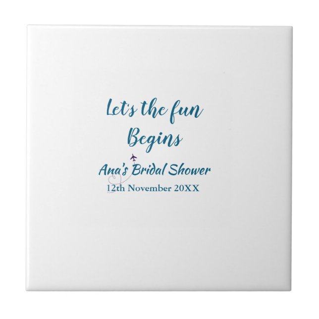 lets the adventure begins bridal shower add name d tile (Front)