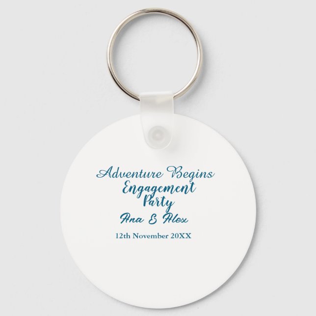 lets the adventure begins engagement party name da key ring (Front)