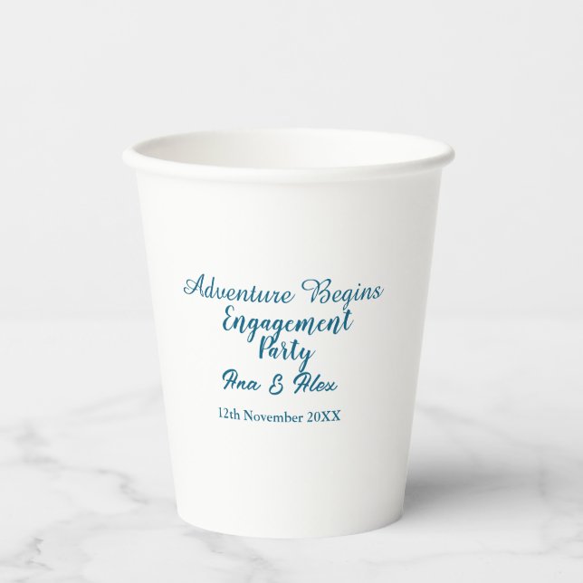 lets the adventure begins engagement party name da paper cups (Front)