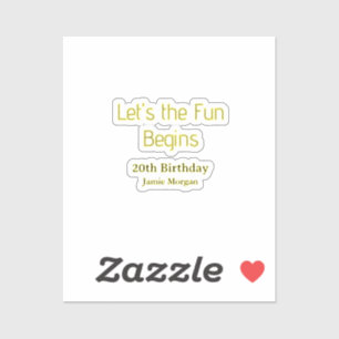 lets the fun begins 20th birthday yellow blue edit