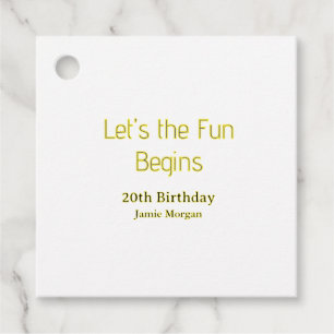 lets the fun begins 20th birthday yellow blue edit favour tags